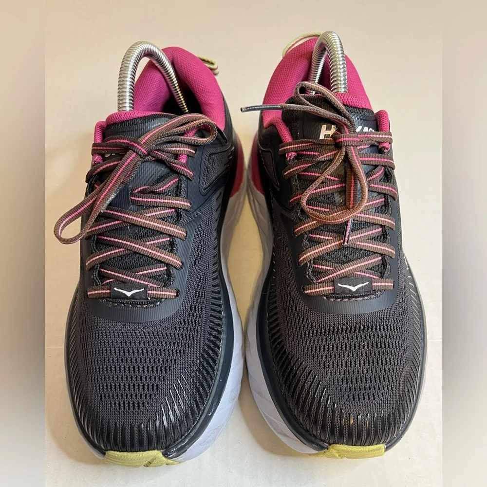 Hoka One One Black and Magenta Sneakers - Picture 2 of 9